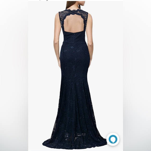 Lace Navy blue full length dress - Picture 4 of 5